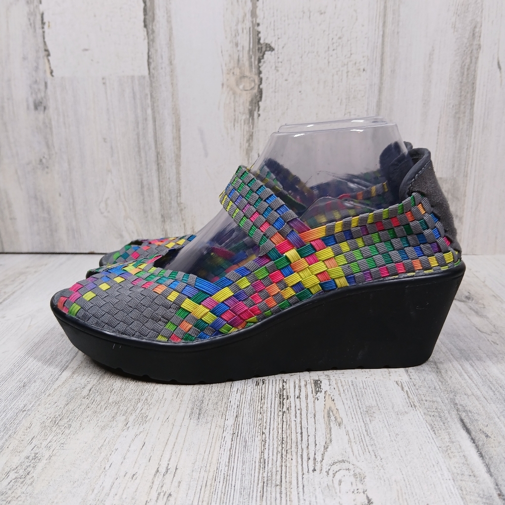 Steven By Steve Madden Brynn Peep Toe Casual Bright Multi Wedges #860